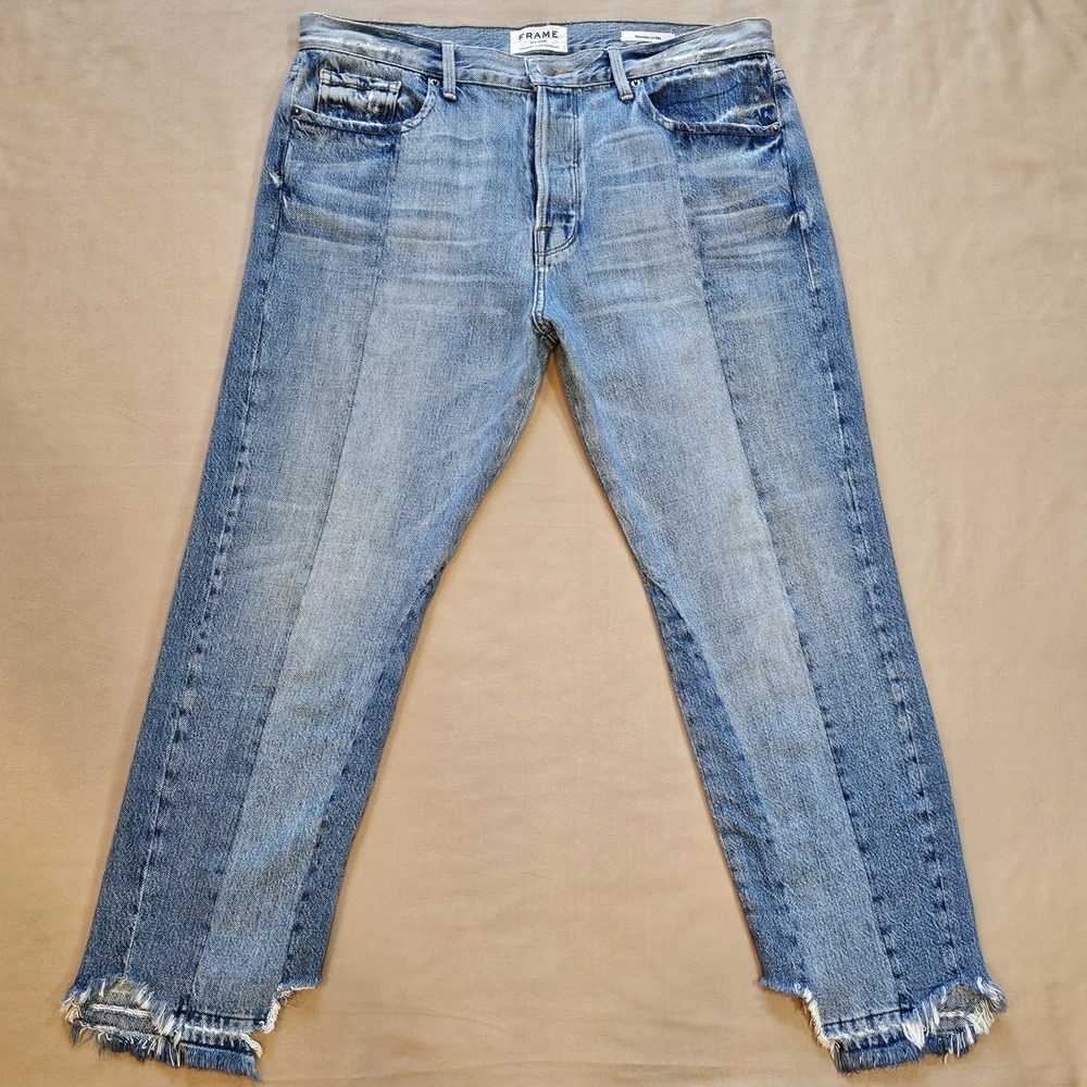 Frame Denim Nouveau‎ Le Mix Jeans in Remix Two Tone Button-Fly Size 32